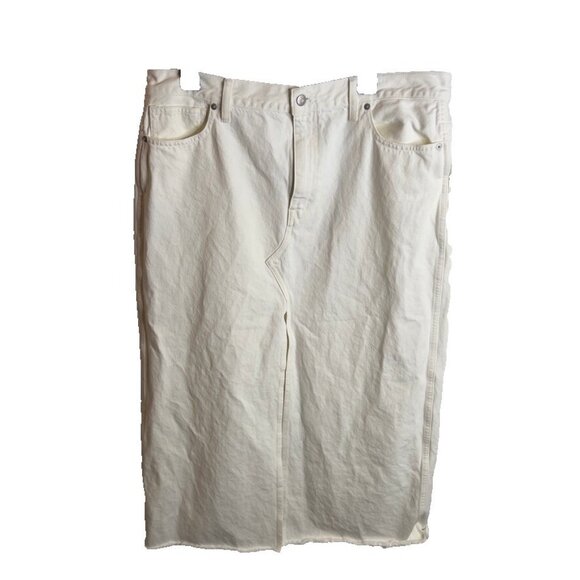 Madewell $110 The Rilee Denim Midi SKirt White Size 33 NQ802 - Picture 2 of 10